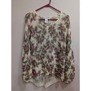 Lauren Conrad for Disney women's v neck knit sweater w/floral print size S